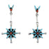 Turquoise Coral Needlepoint Sterling Silver Post Dangle Earrings RX55990