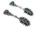 Turquoise And Coral Needlepoint Sterling Silver Water Wave Post Dangle Earrings RX55992