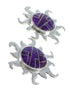 Magenta Turquoise And Genuine Sterling Silver Sun Post Earrings VX56022
