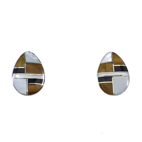 Multicolor Sterling Silver Tear Drop Post Earrings VX56078