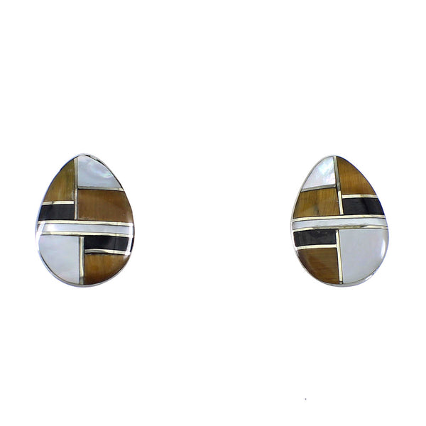 Multicolor Sterling Silver Tear Drop Post Earrings VX56078