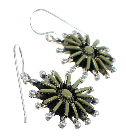 Silver And Turquoise Needlepoint Hook Dangle Earrings RX56345