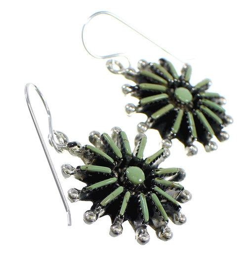 Sterling Silver And Turquoise Needlepoint Hook Dangle Earrings RX56357