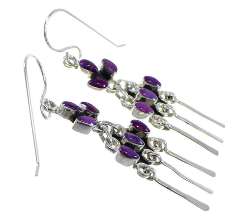 Magenta Turquoise Sterling Silver Hook Dangle Earrings Jewelry RX56465