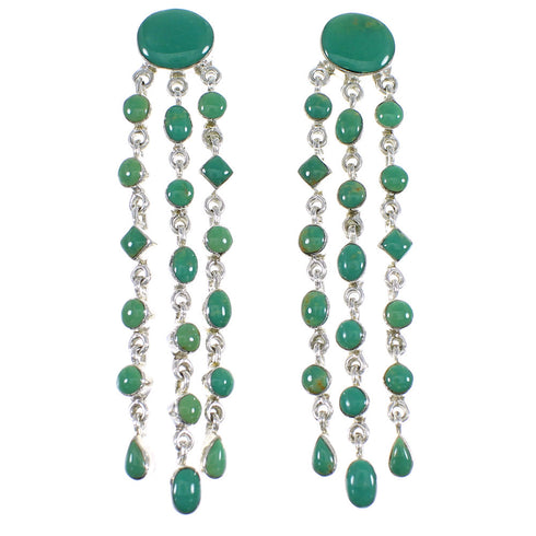 Turquoise Southwestern Sterling Silver Post Dangle Earrings RX56186