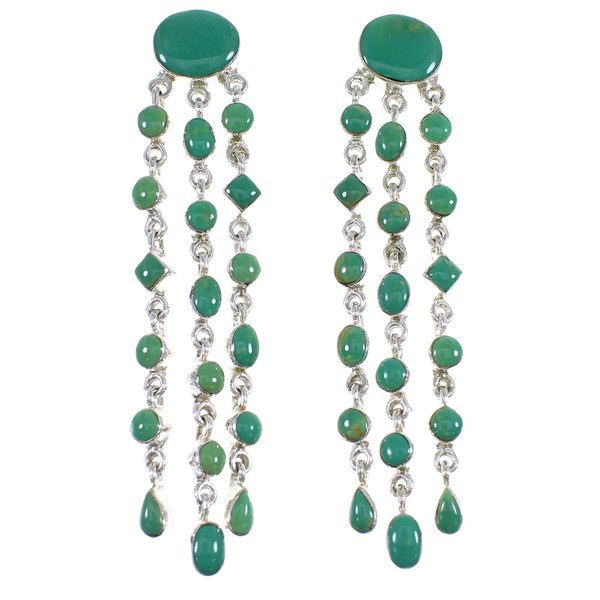 Turquoise Southwestern Sterling Silver Post Dangle Earrings RX56186