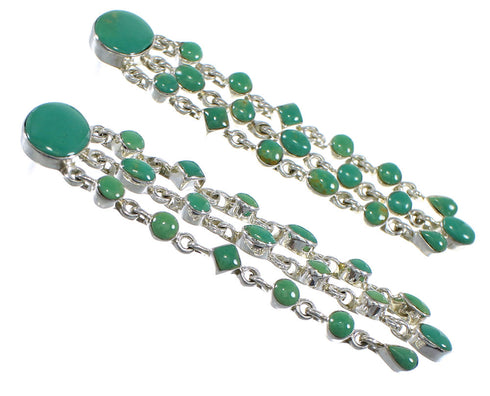 Turquoise Southwestern Sterling Silver Post Dangle Earrings RX56186