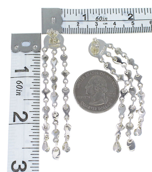 Turquoise Southwestern Sterling Silver Post Dangle Earrings RX56186