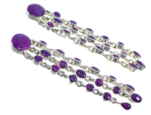 Magenta Turquoise Southwestern Sterling Silver Post Dangle Earrings RX56236