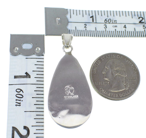 Southwestern Turquoise Sterling Silver Tear Drop Pendant WX58509
