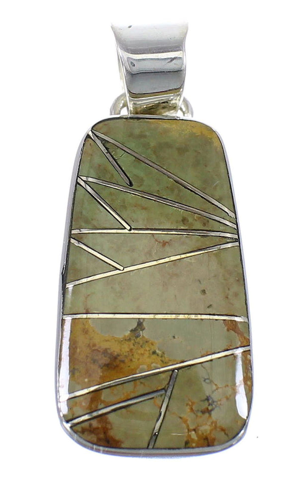 Southwest Turquoise Inlay And Sterling Silver Pendant WX58516