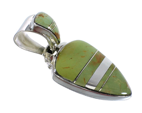 Southwest Genuine Sterling Silver And Turquoise Inlay Pendant WX58528