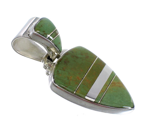 Turquoise Inlay Southwestern Sterling Silver Pendant WX58538