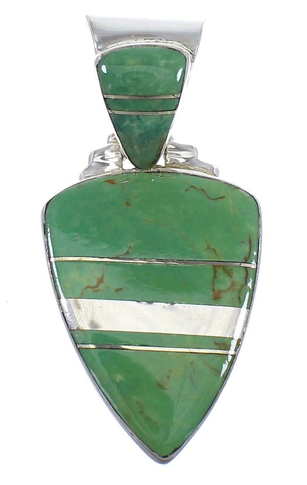 Turquoise Inlay Sterling Silver Southwestern Pendant WX58540