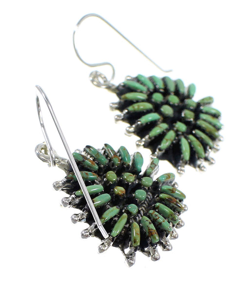 Turquoise Needlepoint And Genuine Sterling Silver Hook Earrings RX56720