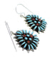 Turquoise Coral Needlepoint Sterling Silver Hook Dangle Earrings RX56860