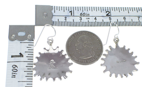 Turquoise Coral Needlepoint Sterling Silver Hook Dangle Earrings RX56860