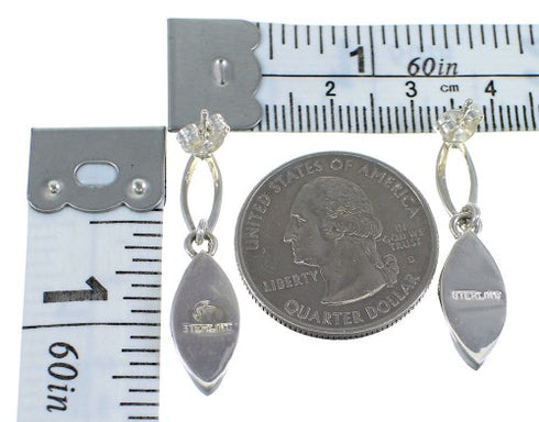 Turquoise Inlay Southwest Sterling Silver Post Dangle Earrings RX56489