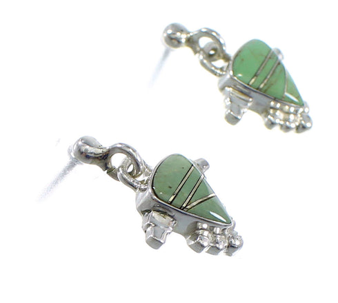 Southwestern Turquoise Sterling Silver Post Dangle Earrings RX56494