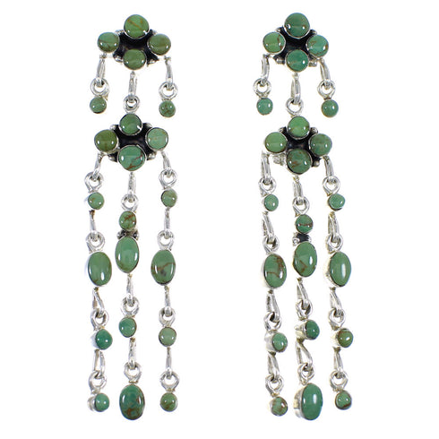 Southwest Turquoise Genuine Sterling Silver Post Dangle Earrings RX56500