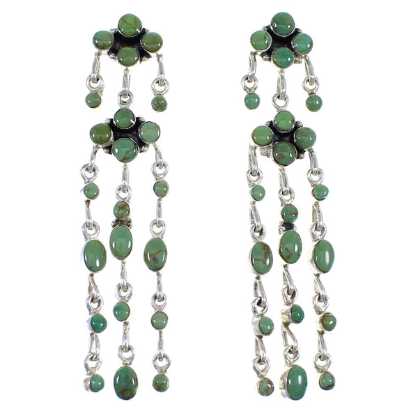 Southwest Turquoise Genuine Sterling Silver Post Dangle Earrings RX56500