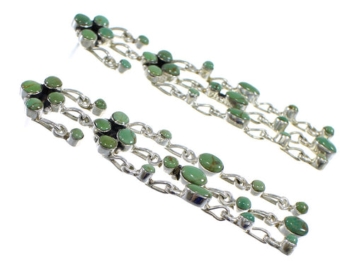 Southwest Turquoise Genuine Sterling Silver Post Dangle Earrings RX56500