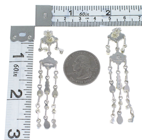 Southwest Turquoise Genuine Sterling Silver Post Dangle Earrings RX56500