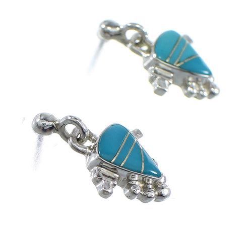 Southwestern Turquoise Sterling Silver Post Dangle Earrings RX56509