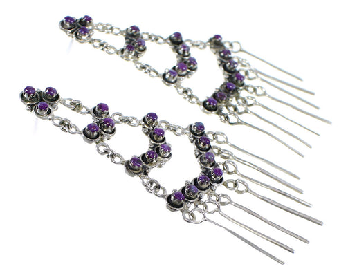 Magenta Turquoise Sterling Silver Post Dangle Earrings RX56525