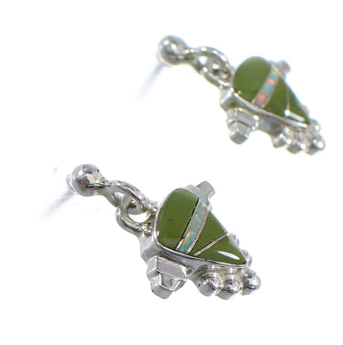 Southwest Turquoise Opal Sterling Silver Post Dangle Earrings RX56532