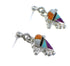 Multicolor Inlay Authentic Sterling Silver Post Dangle Earrings RX56559