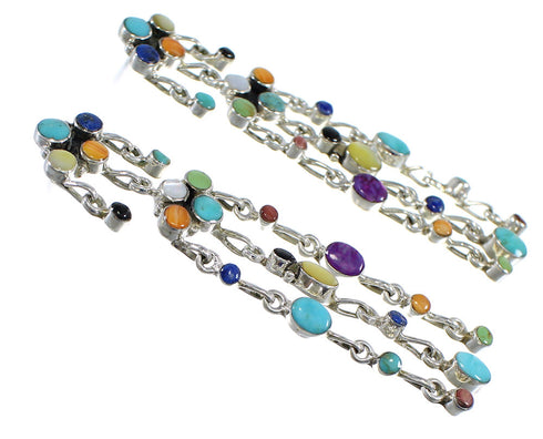Southwestern Multicolor Sterling Silver Post Dangle Earrings RX56581