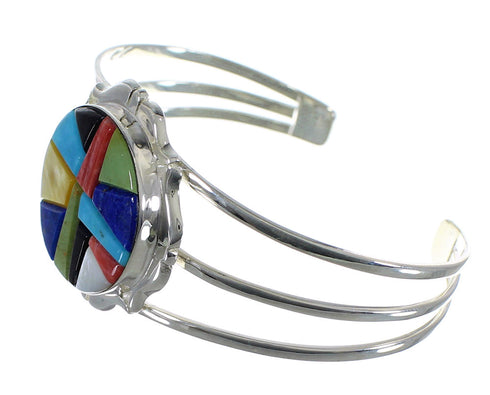 Multicolor Sterling Silver Southwest Cuff Bracelet VX59375