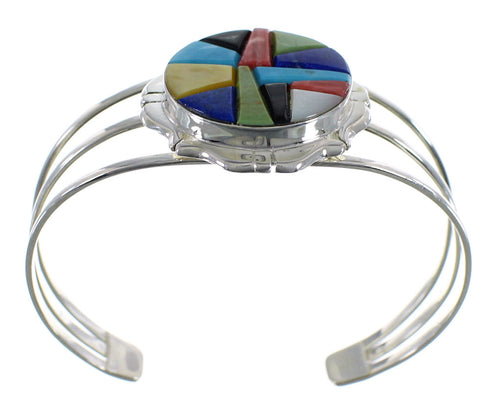 Multicolor Sterling Silver Southwest Cuff Bracelet VX59375