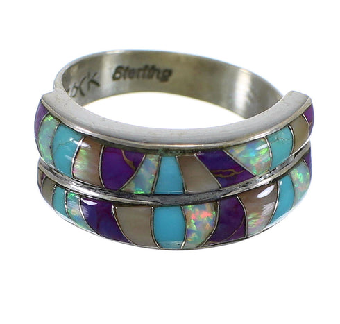 Multicolor Mystic Ocean WhiteRock Sterling Silver Ring Size 7 EX56950