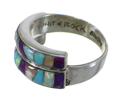 Multicolor Mystic Ocean WhiteRock Sterling Silver Ring Size 7 EX56950