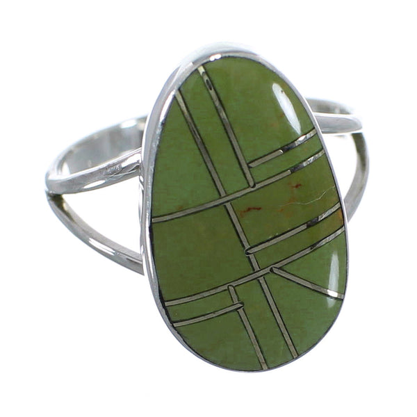 Southwestern Turquoise Inlay And Genuine Sterling Silver Ring Size 6-1/4 WX58712