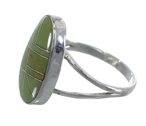 Southwestern Turquoise Inlay And Genuine Sterling Silver Ring Size 6-1/4 WX58712