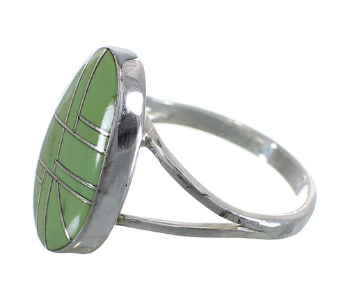 Turquoise Inlay And Genuine Sterling Silver Southwest Ring Size 6-3/4 WX58736