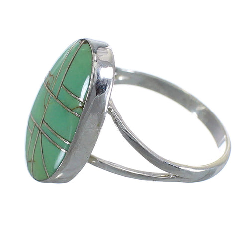 Turquoise Inlay And Silver Southwest Ring Size 6-1/4 WX58745