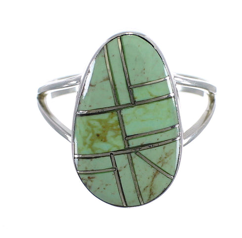 Southwestern Turquoise Inlay And Authentic Sterling Silver Ring Size 8-1/4 WX58782
