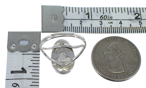 Southwestern Turquoise Inlay And Authentic Sterling Silver Ring Size 8-1/4 WX58782