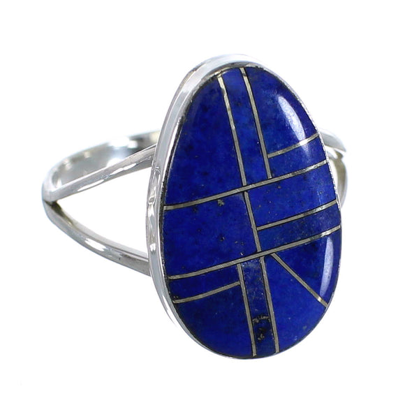 Genuine Sterling Silver Lapis Inlay Ring Size 4-3/4 RX57797