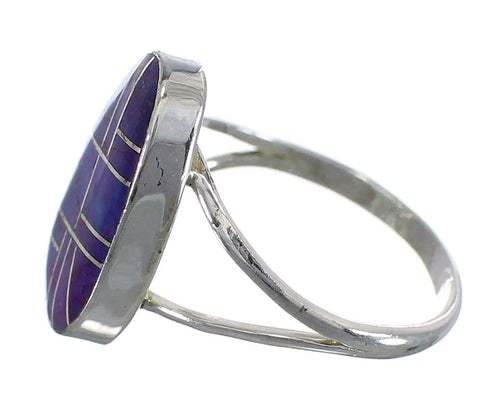 Sterling Silver And Magenta Turquoise Jewelry Ring Size 7-3/4 VX58939