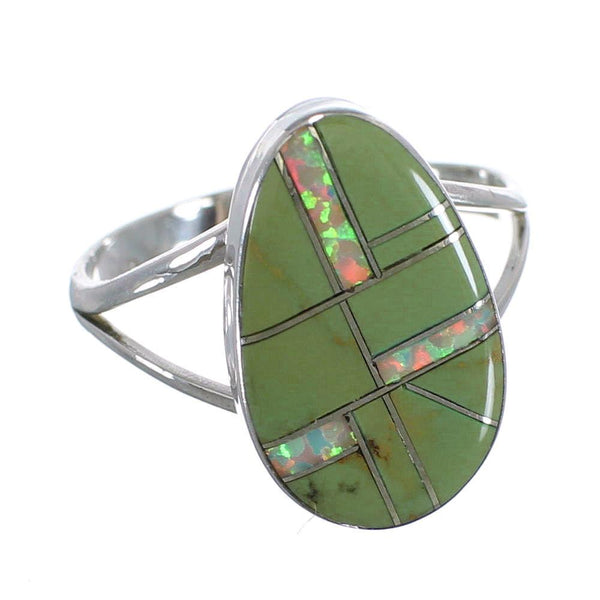 Southwest Opal And Turquoise Inlay Sterling Silver Ring Size 8-1/4 RX57731