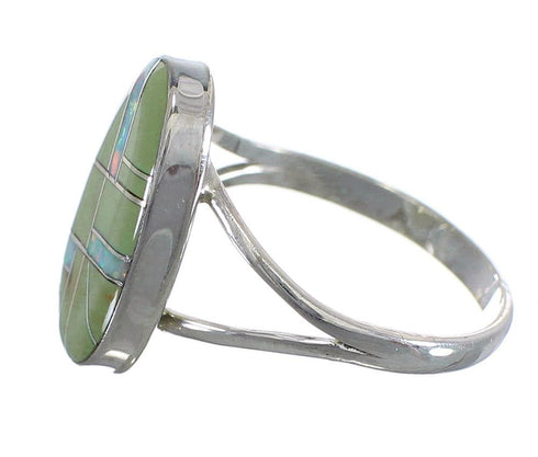 Southwest Opal And Turquoise Inlay Sterling Silver Ring Size 8-1/4 RX57731