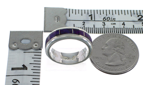 Genuine Sterling Silver Magenta Turquoise Inlay Southwest Ring Size 7-1/2 VX58956