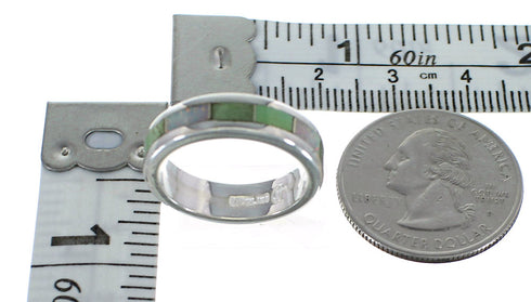 Sterling Silver Southwest Turquoise And Opal Inlay Ring Size 7-1/4 RX57429