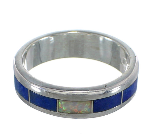 Genuine Sterling Silver Lapis And Opal Ring Size 5-1/2 RX59083