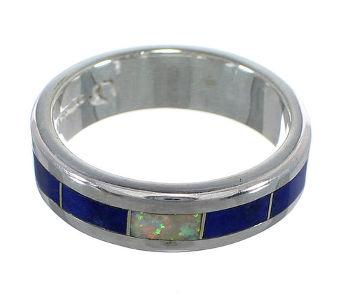 Sterling Silver Southwest Lapis Opal Inlay Ring Size 6-1/2 RX59116